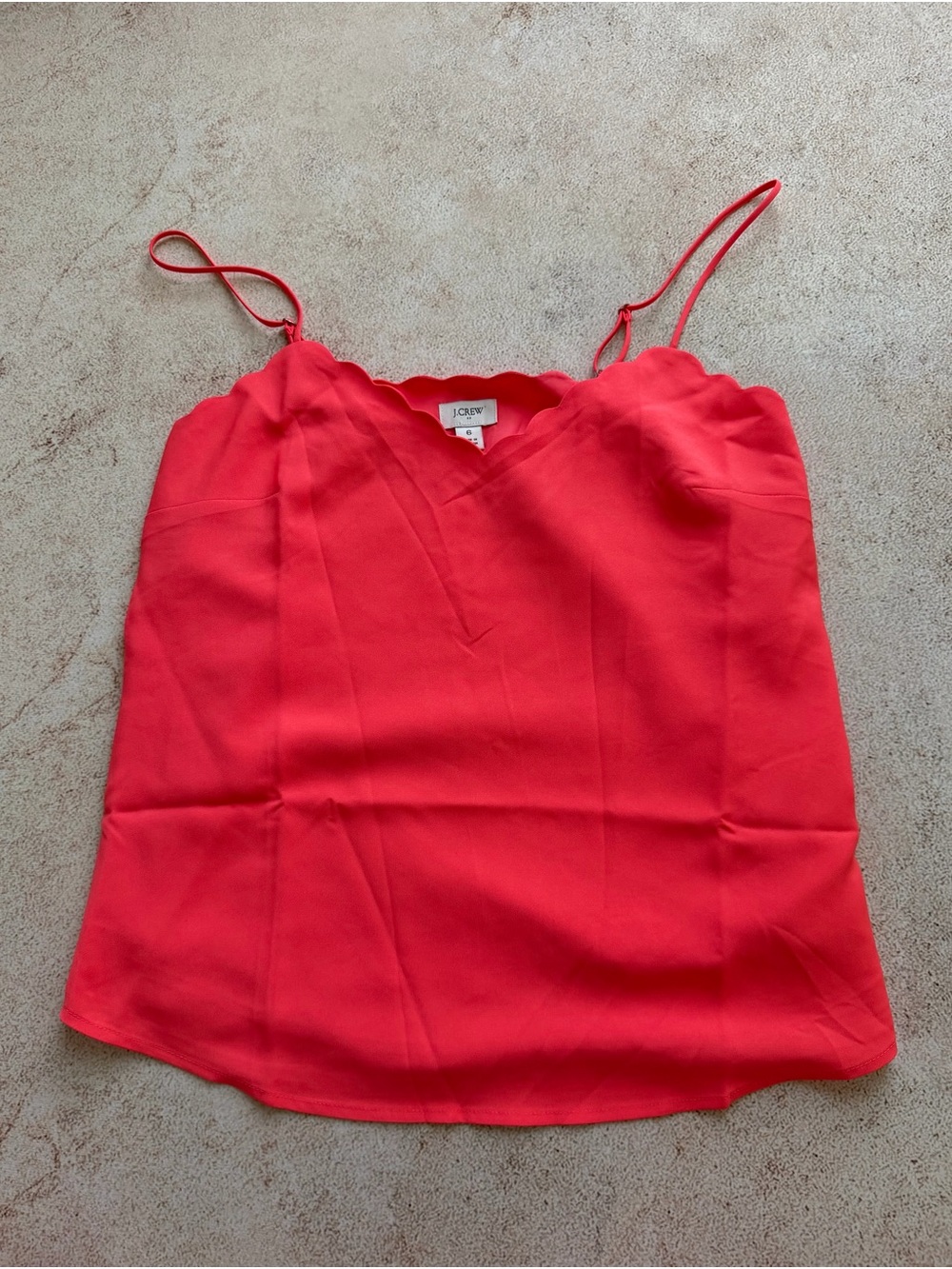 J. Crew Bright Pink Scalloped V-Neck Camisole